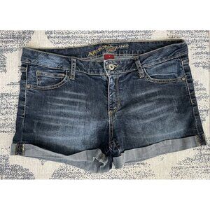 Arizona Jean Co Low Rise Denim Shorts Juniors 11 Dark Wash Cuffed Stretch